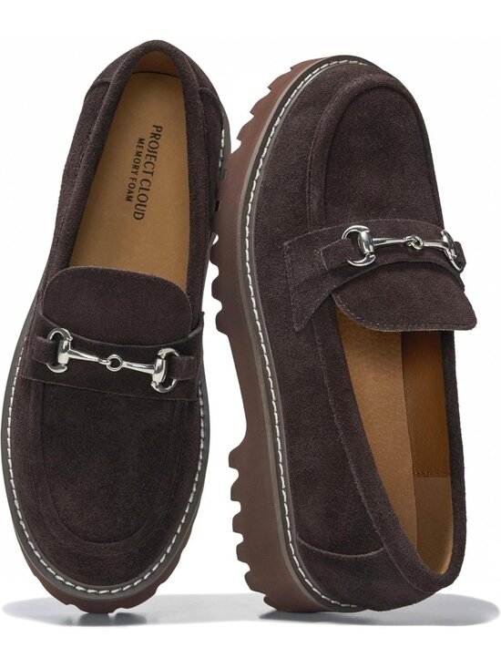 Shoes - Women's Chocolate Suede Chunky Platform Insole Non-Slip Loafers & Slip-Ons Shoes